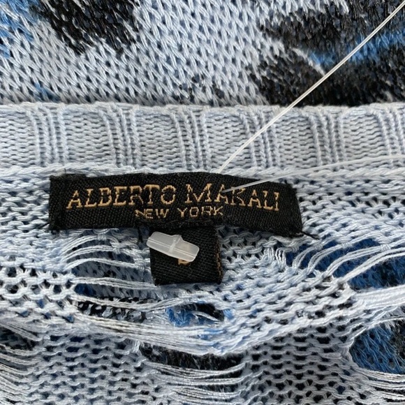 Alberto Makali Blue Leopard Print Loose Knit Top - size Small - Picture 5 of 6